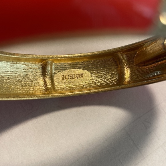 J. Crew gold and Pavé crystal orange contemporary magnetic clasp bangle bracelet - Picture 5 of 6